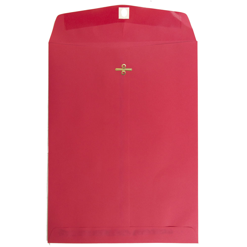 JAM Paper Open-End 9in x 12in Catalog Envelopes, Clasp Closure, Red, Pack Of 100 Envelopes