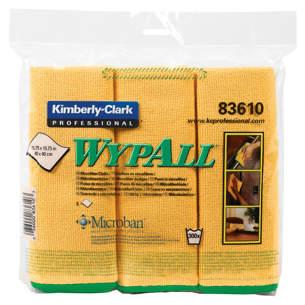 Wypall Microfiber Cloths, Yellow, Pack Of 6