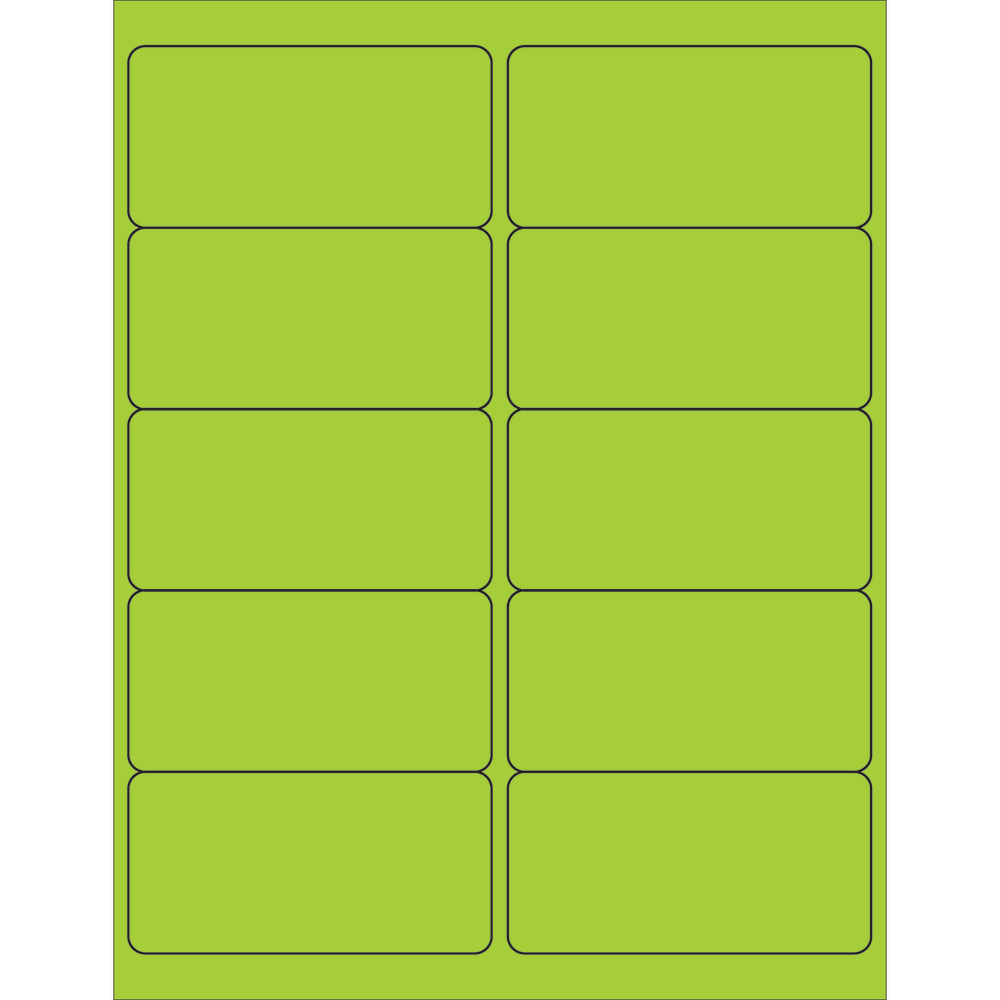 Tape Logic Permanent Labels, LL178GN, Rectangle, 4in x 2in, Fluorescent Green, Case Of 1,000
