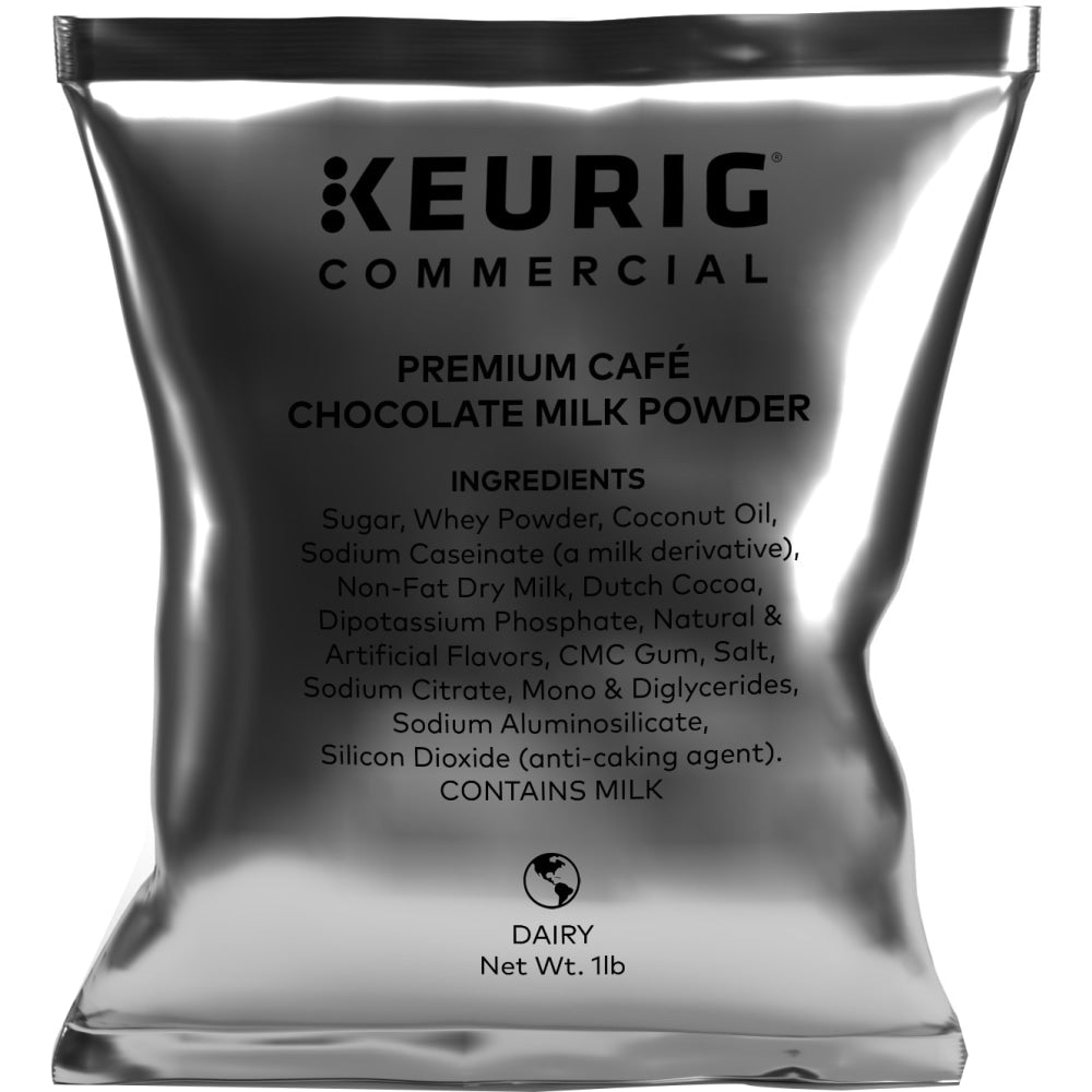 Keurig Premium Cafe Milk Powder, Chocolate, 16 Oz, Case Of 12 Bags