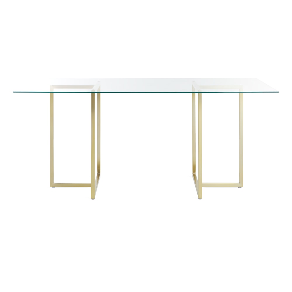 Eurostyle Legend Rectangle Dining Table, 30inH x 66inW x 36inD, Brushed Matte Gold/Clear