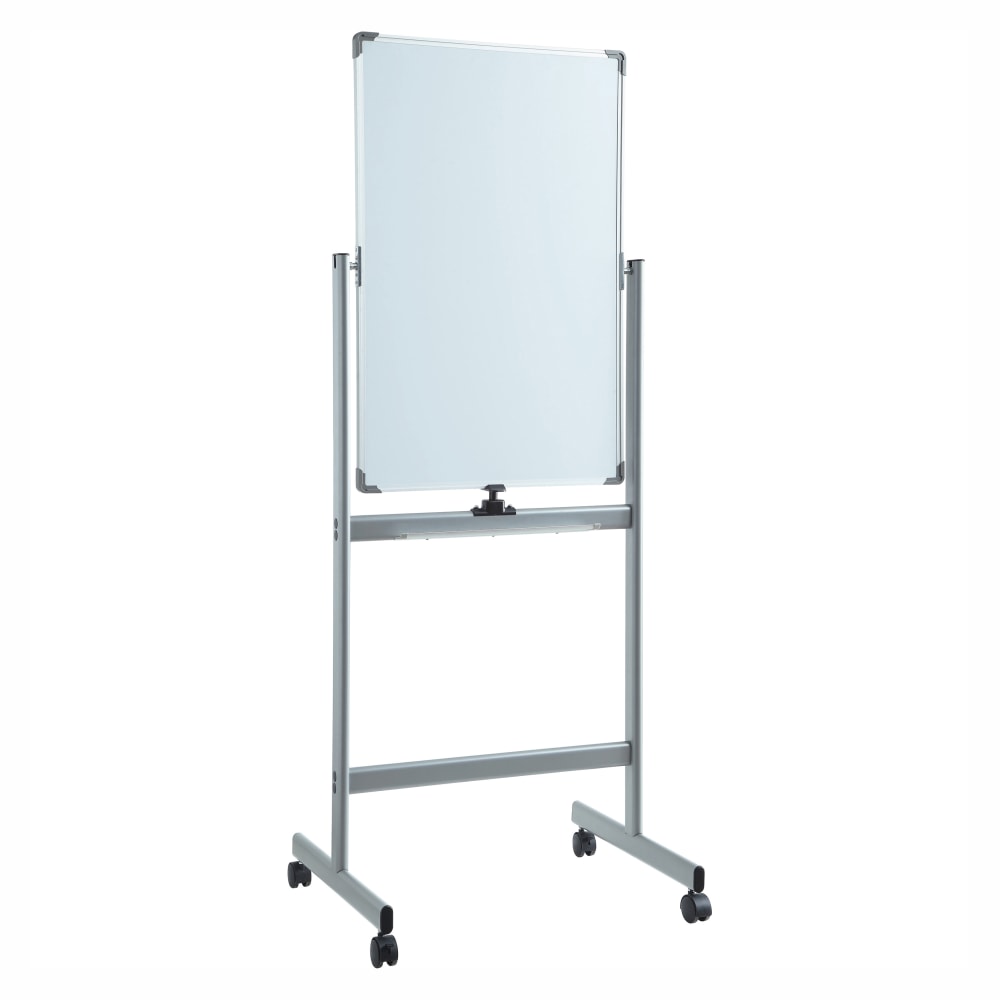 Lorell Magnetic Dry-Erase Whiteboard Easel, 24in x 36in, Aluminum Frame With Silver Finish