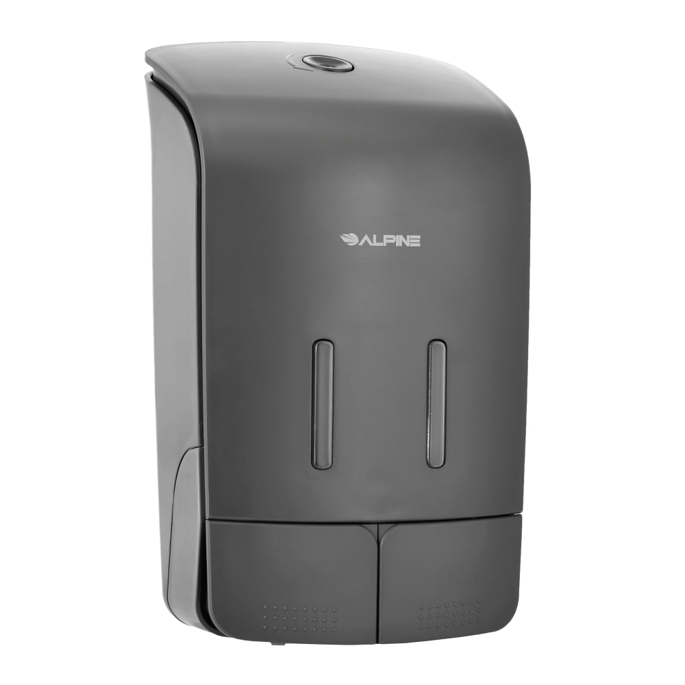 Alpine Wall-Mounted Dual Soap/Hand Sanitizer Dispenser, 9-13/16inH x 5-3/4inW x 3-3/4inD, Gray