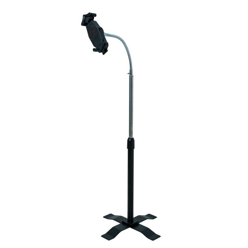 CTA Digital Height Adjustable Gooseneck Floor Stand For Tablets, Including iPad 10.2in (7th/8th/9th Generation) Up-13in Screen Support 55in Height Floor Acrylonitrile Butadiene Styrene (ABS), Steel, Metal