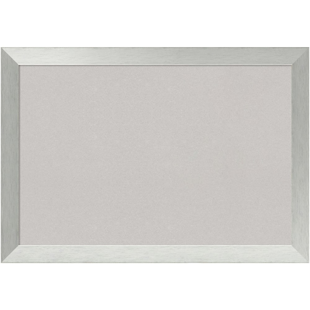 Amanti Art Cork Bulletin Board, 40in x 28in, Gray, Brushed Sterling Silver Wood Frame