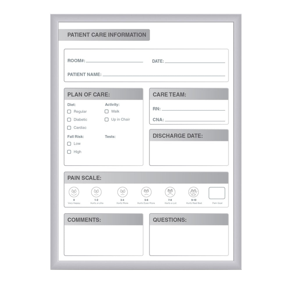 Ghent Patient Room Magnetic Dry-Erase Whiteboard,18in x 24in