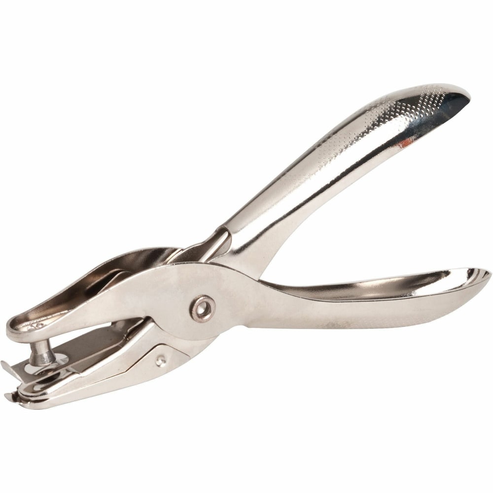 Business Source 1/4in Round Ticket Punch - 1 Punch Head(s) - 1/4in Punch Size - Round Shape - Silver