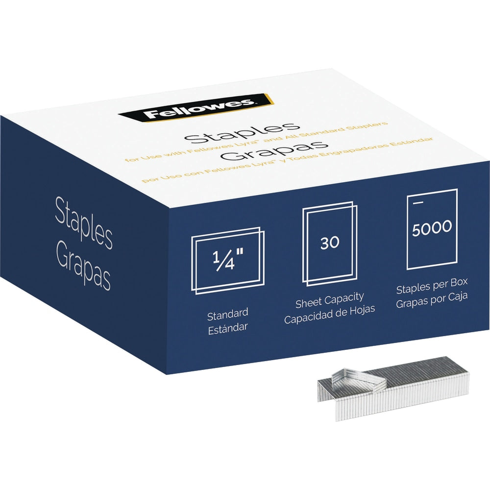 Fellowes Lyra 3-in-1 Binding Center Staples, 1/4in, Silver, Box Of 5,000 Staples