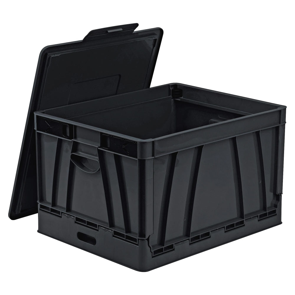 Storex Collapsible Storage File Storage Crate, Medium Size, Black