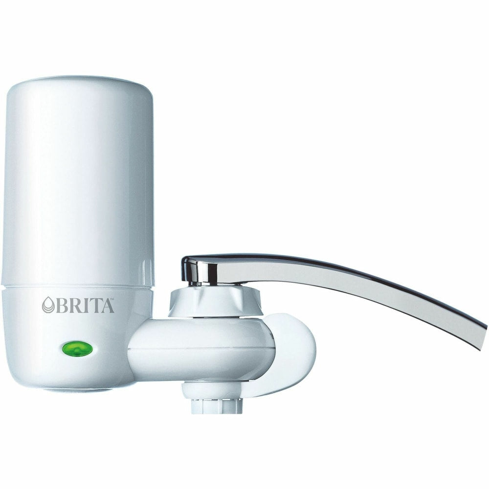 Brita Complete Water Faucet Filtration System with Light Indicator - Faucet - 100 gal Filter Life (Water Capacity) - 4 / Carton - White, Blue