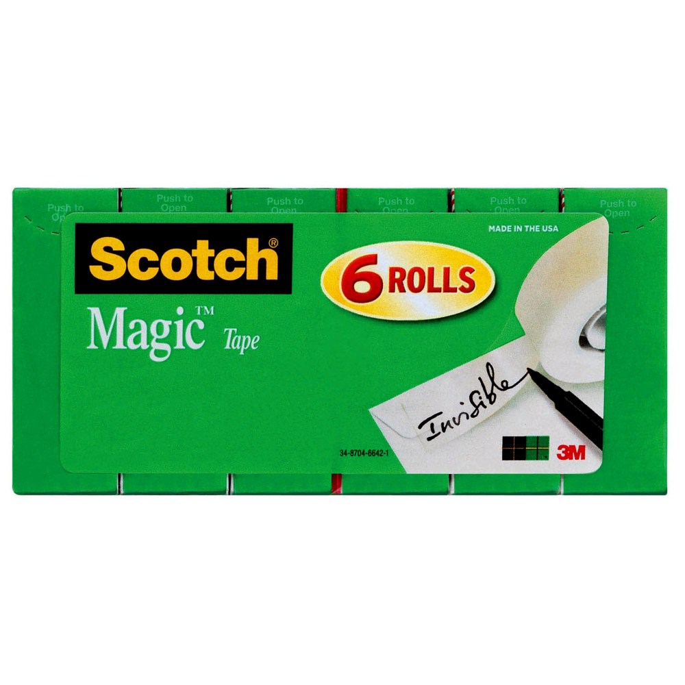Scotch Magic Tape, Invisible, 3/4 in x 800 in, 6 Tape Rolls, Home Office and School Supplies