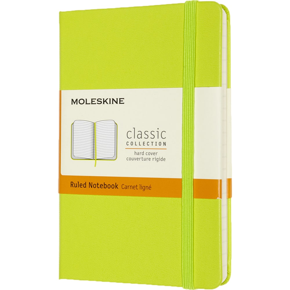 Moleskine Classic Hard Cover Notebook, Pocket, 3.5in x 5.5in, Ruled, 192 Pages, Lemon Green
