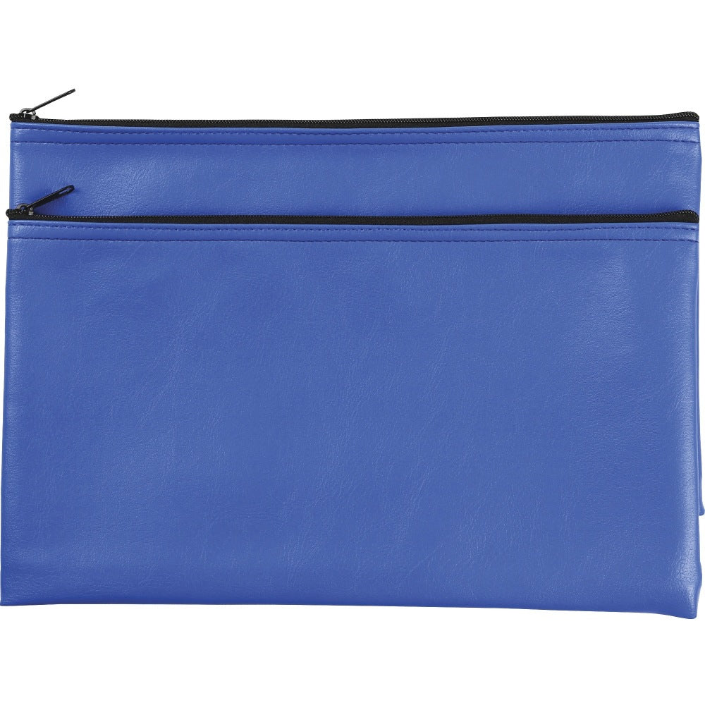 Business Source Carrying Case (Wallet) Money, Receipt, Office Supplies, Check - Blue - Polyvinyl Chloride (PVC) Body - 6in Height x 11in Width - 2 Pack