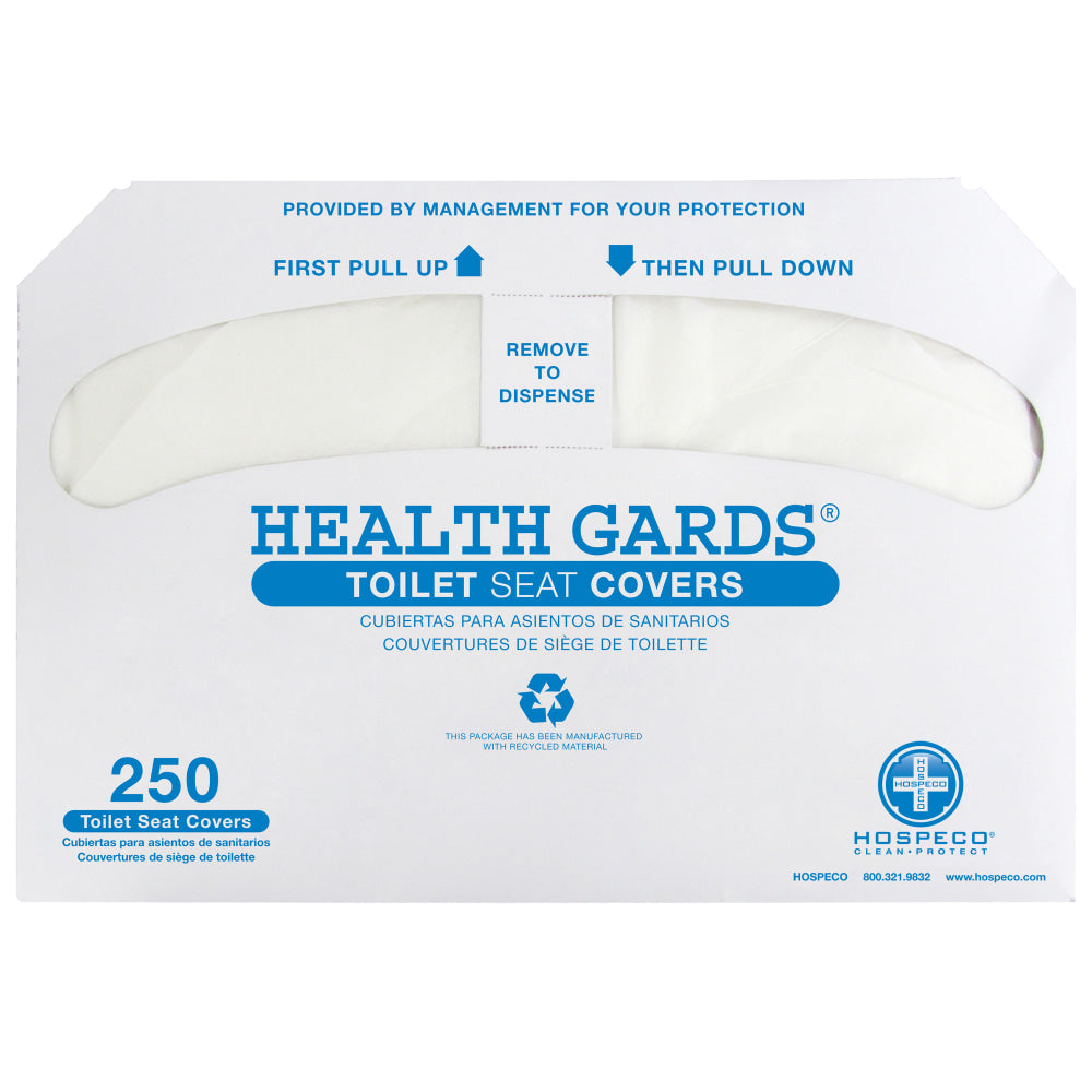 Hospeco Health Gards Half-Fold Toilet Seat Covers, White, 250 Covers Per Pack, Case Of 10 Packs