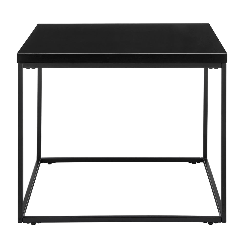 Eurostyle Teresa Square Side Table, 19-1/2inH x 23-1/2inW x 23-1/2inD, Matte Black/High Gloss Black