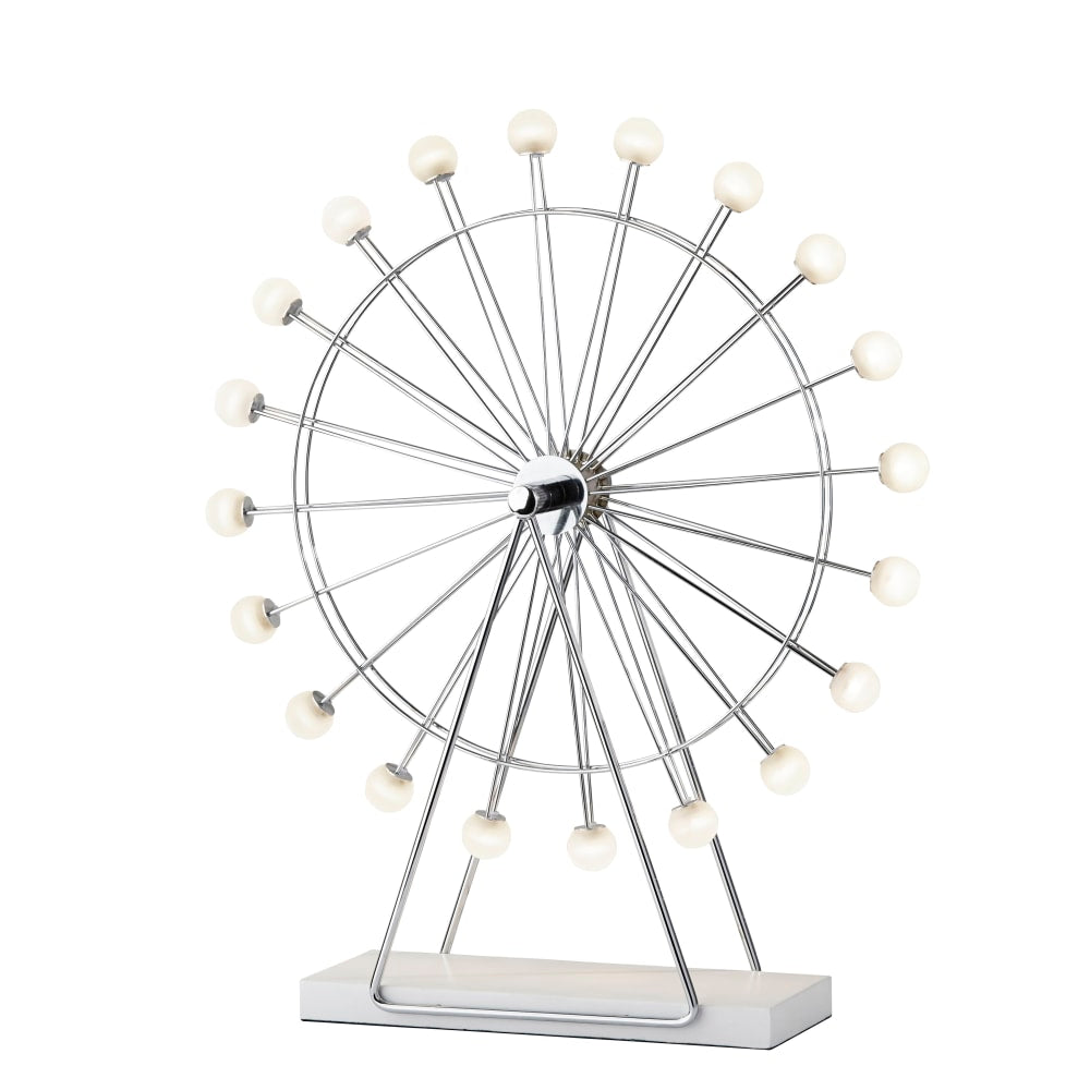 Adesso Coney Large LED Ferris Wheel Table Lamp, 22inH, Frosted Shade/Chrome Base