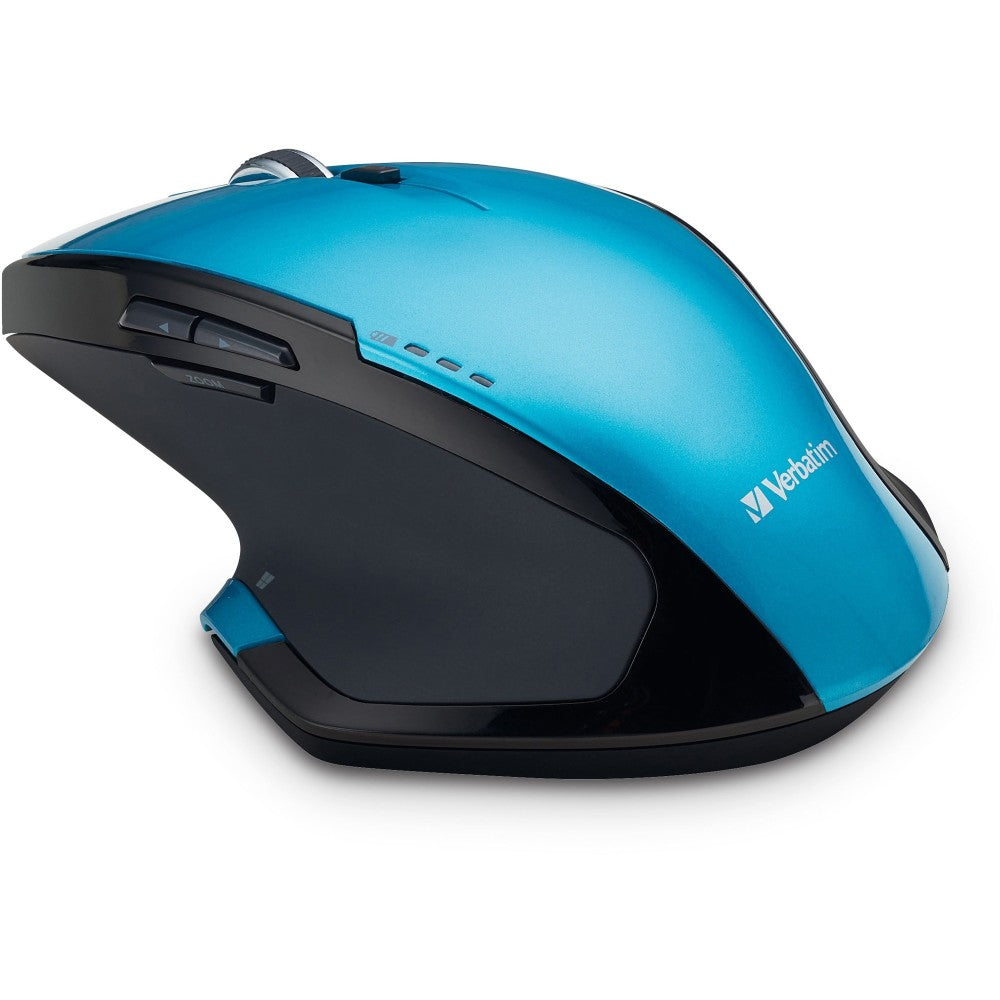 Verbatim Wireless USB Desktop 8-Button Deluxe Blue LED Mouse, Blue