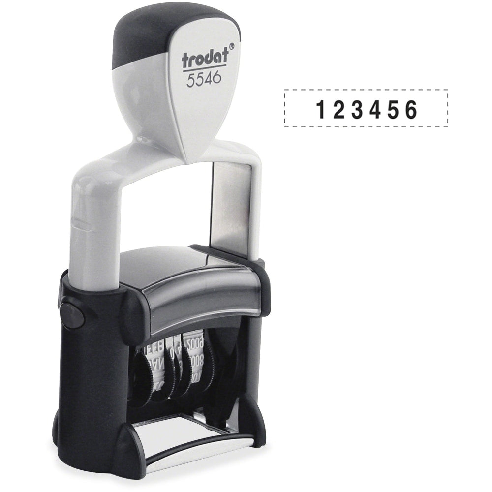 Trodat Professional Numberer - Number Stamp - 0.38in Impression Width x 1.63in Impression Length - 6 Bands - Black - 1 Each