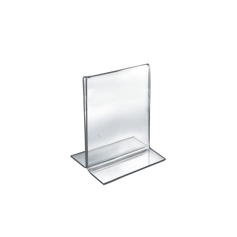 Azar Displays Double-Foot Acrylic Sign Holders, 7in x 5 1/2in, Clear, Pack Of 10