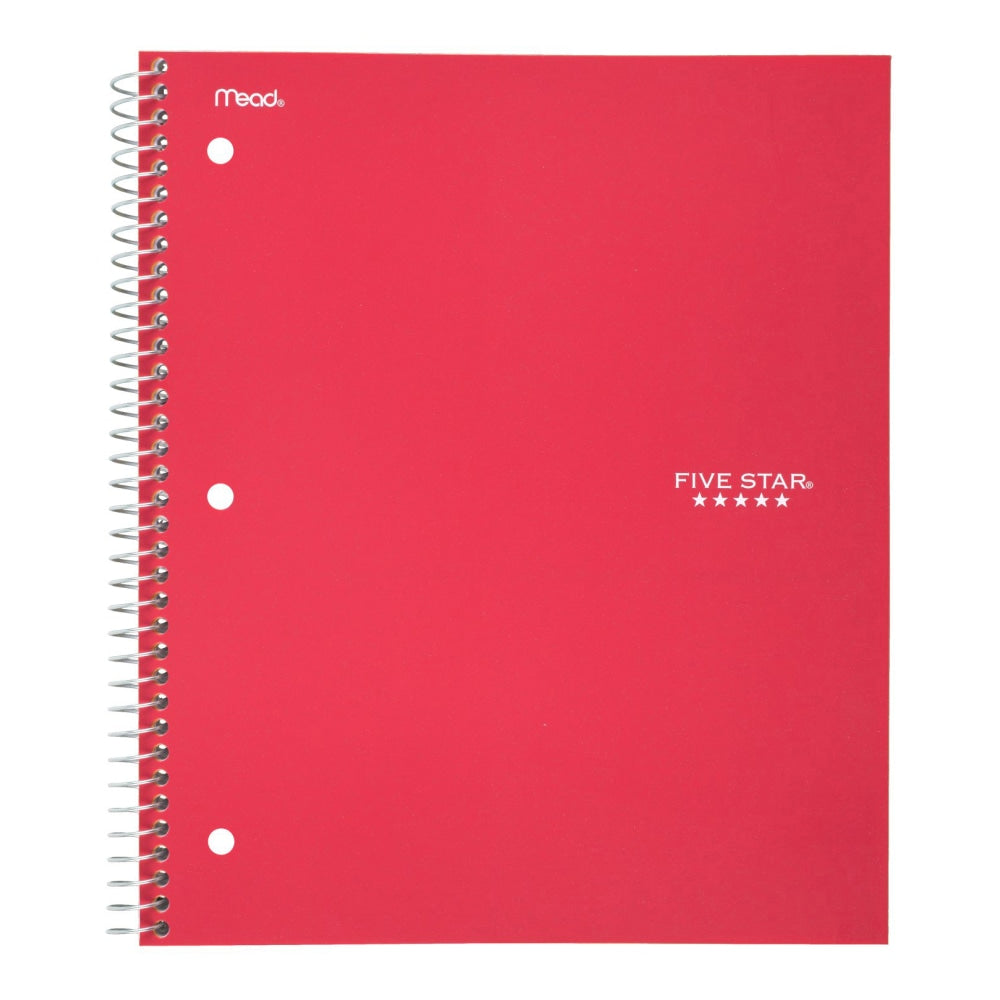 Five Star Wirebound Notebook Plus Study App, 1 Subject, College Ruled, 8 1/2in x 11in, 100 Sheets, Fire Red