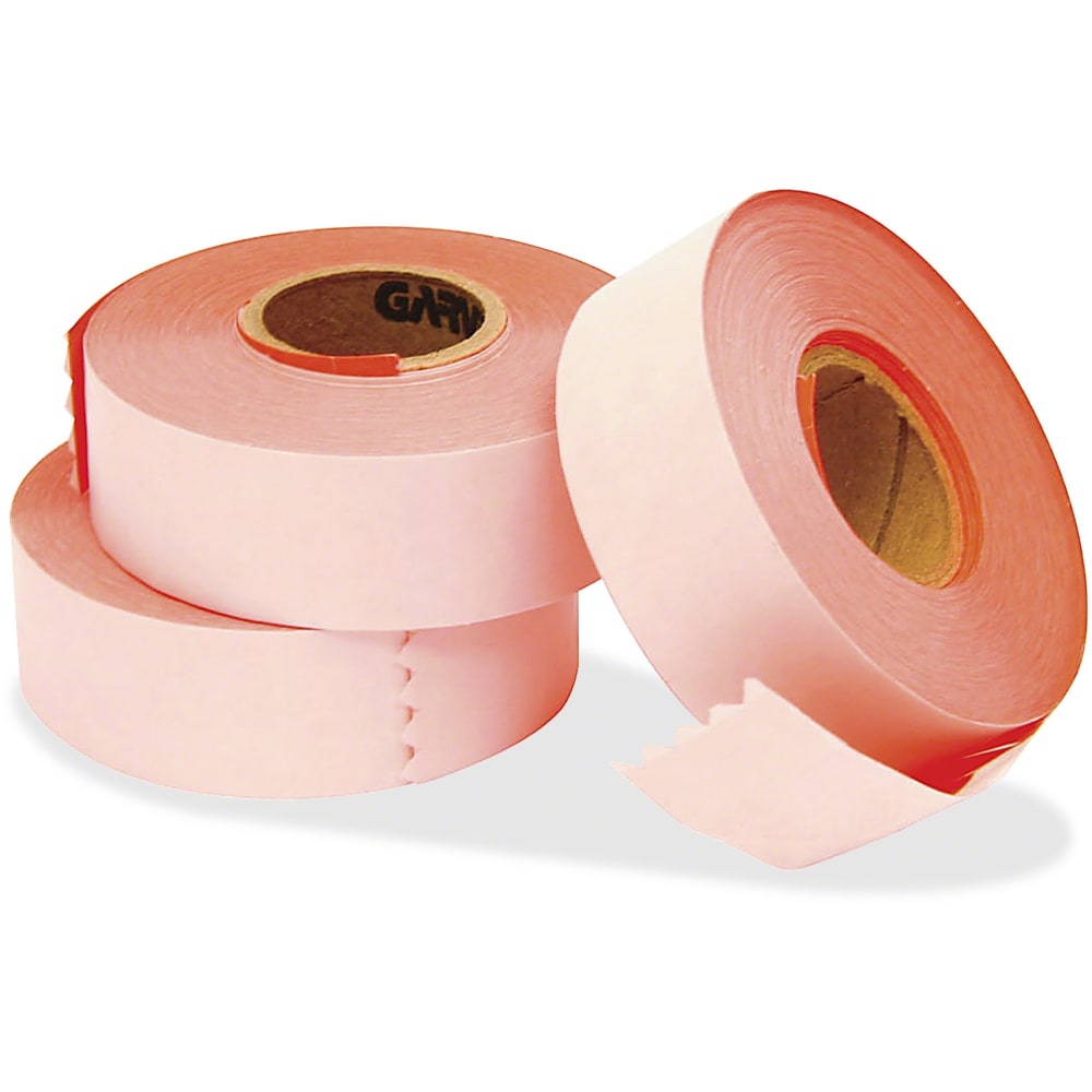 Garvey Contact 22-77 Labelers 2-line Labels - 5/8in Width x 13/16in Length - Rectangle - Fluorescent Red - Paper - 1000 / Roll - 1 / Each
