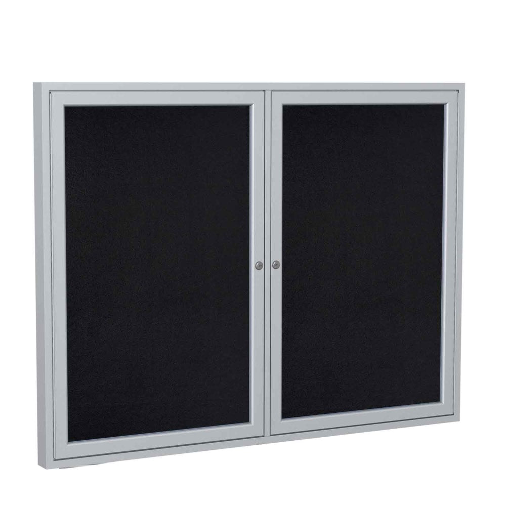 Ghent Traditional Indoor Enclosed Rubber Bulletin Board, 36in x 60in, Black Satin Aluminum Frame