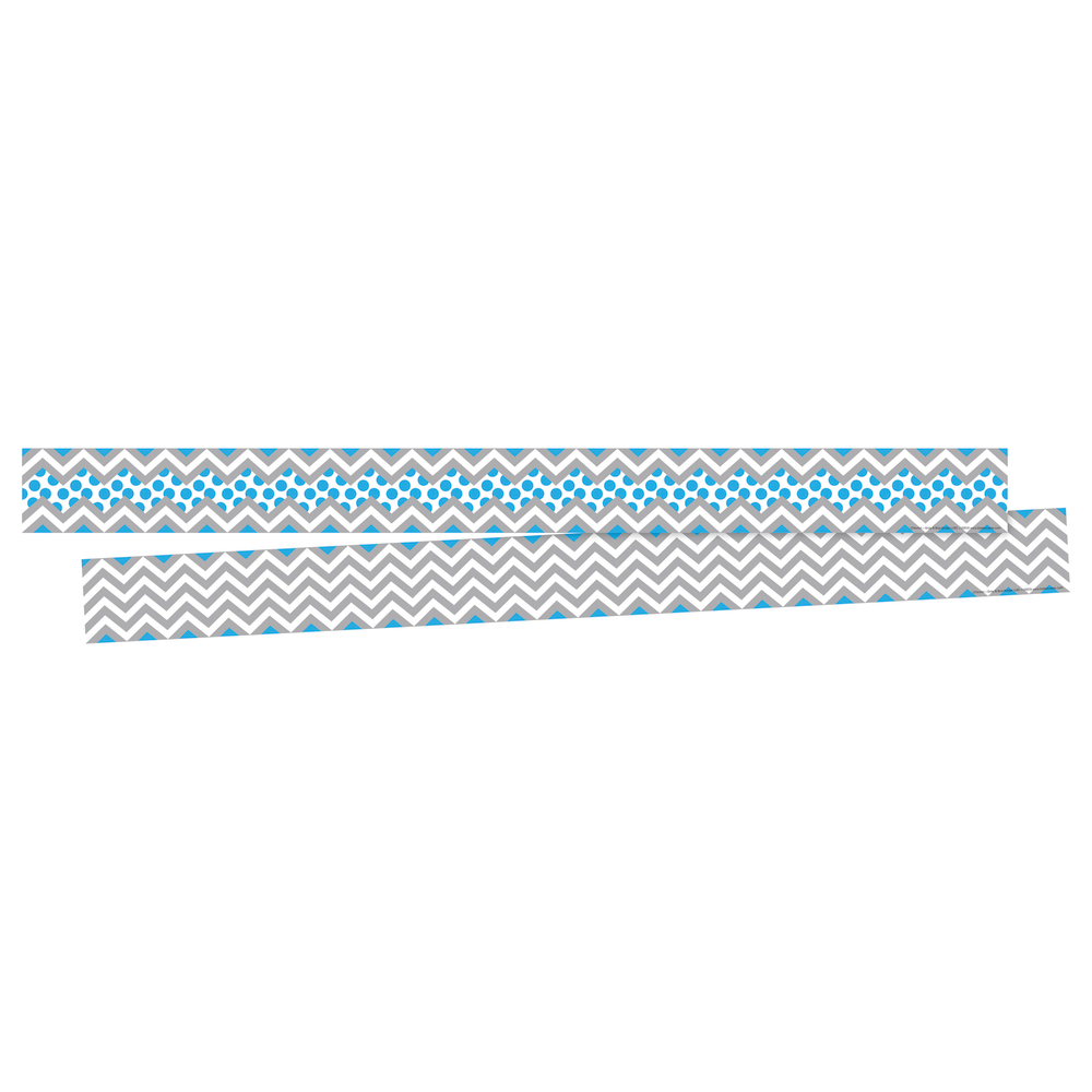 Barker Creek Double-Sided Border Strips, 3in x 35in, Chevron Gray/Blue, Set Of 24
