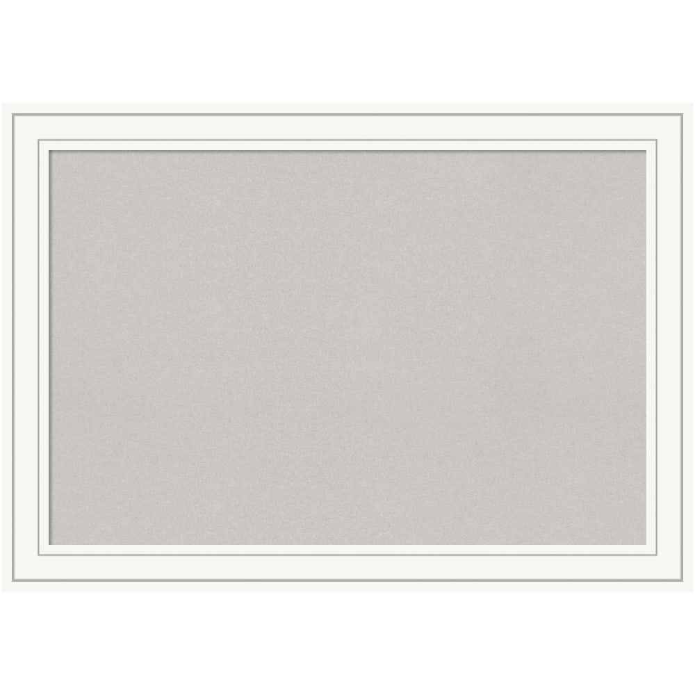 Amanti Art Cork Bulletin Board, 41in x 29in, Gray, Craftsman White Wood Frame