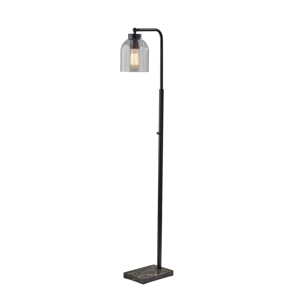 Adesso Bristol Floor Lamp, 55inH, Brown Marble/Black/Clear