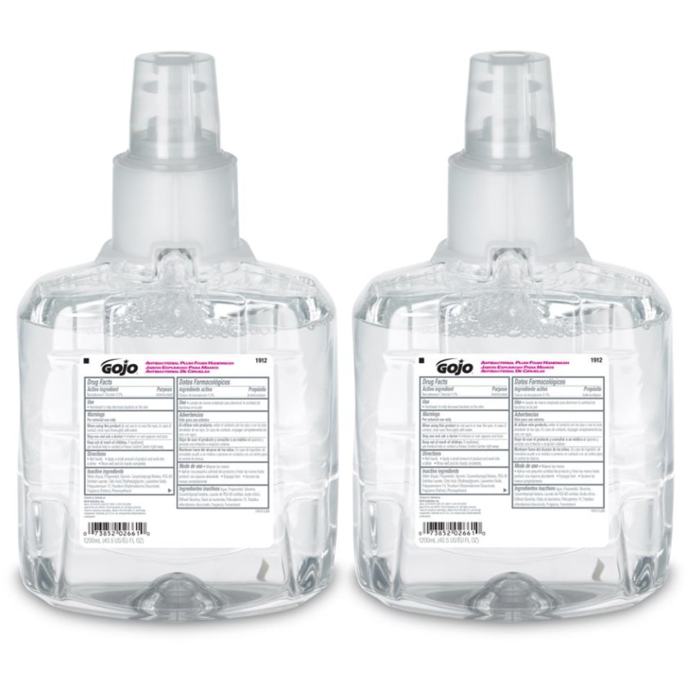 GOJO Antibacterial Foam Hand Wash Soap, Plum Scent, 40.58 Oz, Carton Of 2 Bottles