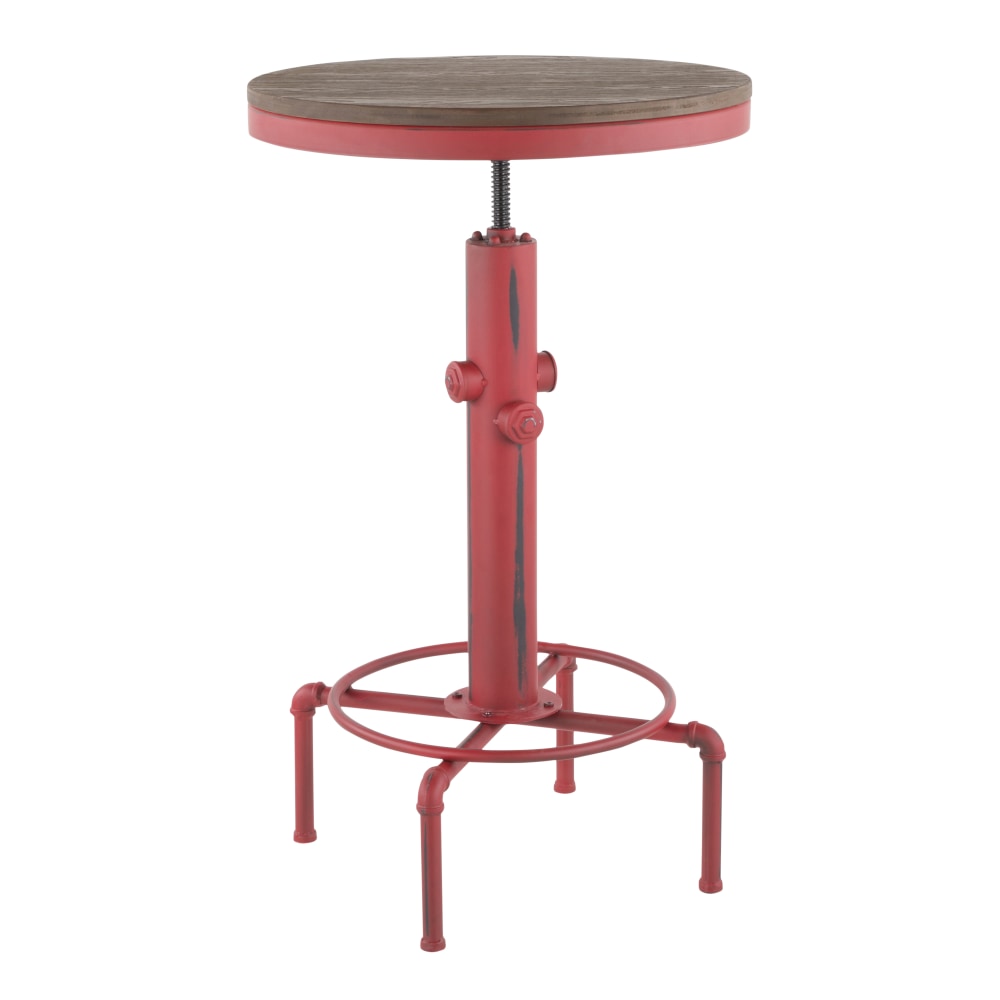 LumiSource Industrial Hydra Bar Table, 43inH x 23-1/2inW x 23-1/2inD, Brown/Red