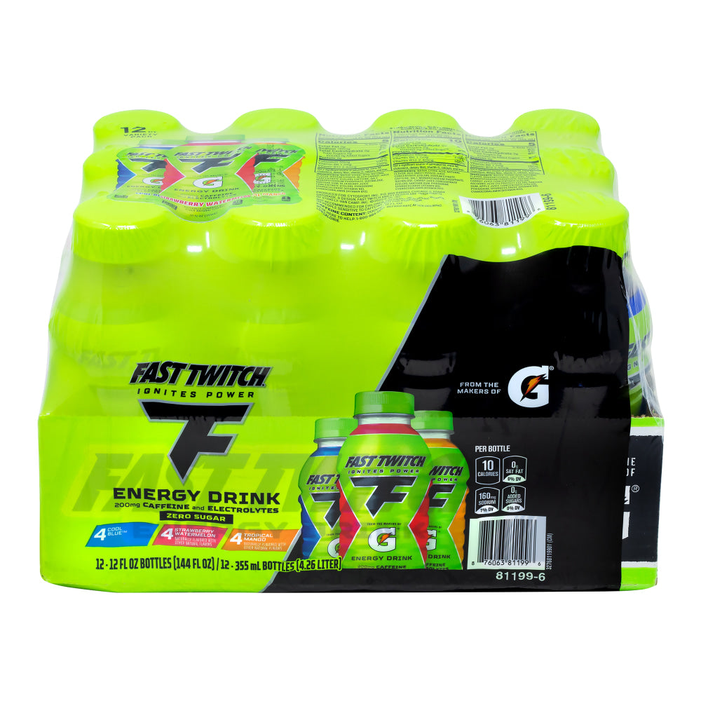 Fast Twitch Energy Drink Variety Pack, 12 Oz, Pack Of 12 Bottles