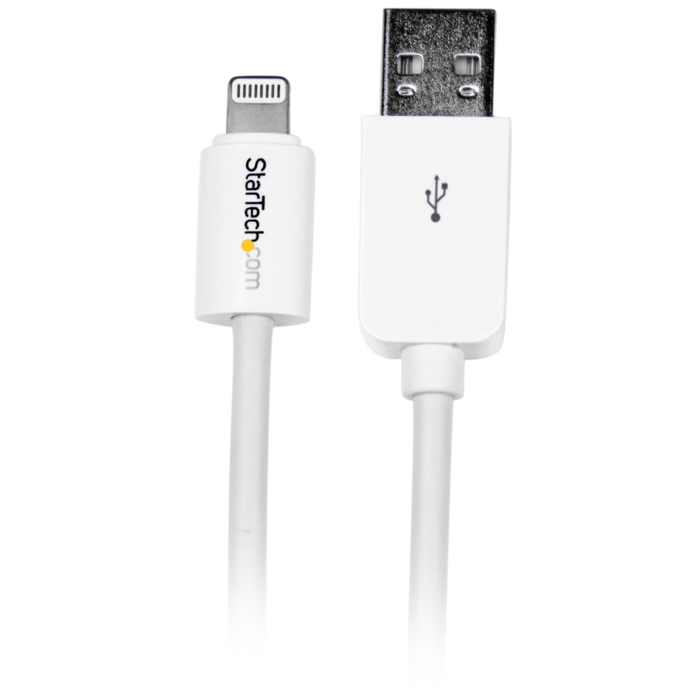 StarTech.com 3m (10ft) Long White Apple 8-pin Lightning Connector to USB Cable for iPhone / iPod / iPad - 9.84 ft Lightning/USB Data Transfer Cable for iPhone, iPod, iPad - USB - Lightning Proprietary Connector - MFI