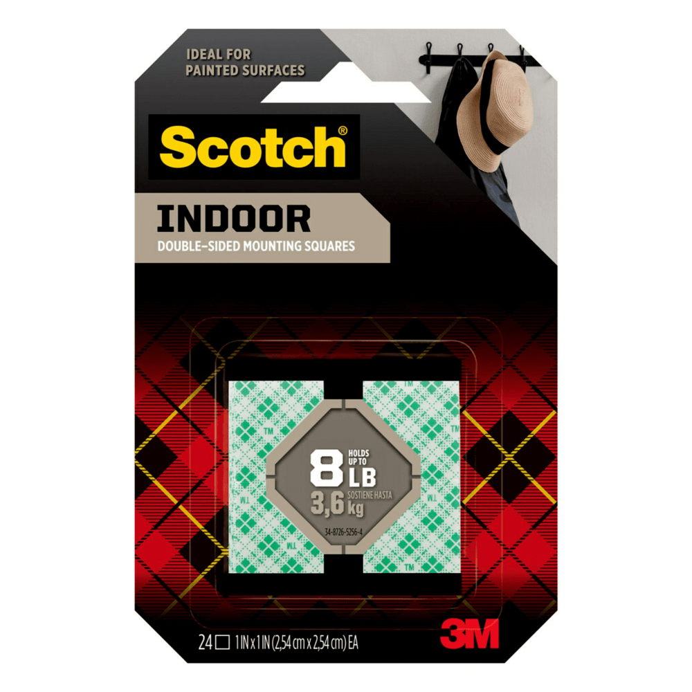 Scotch Permanent Foam Mounting Squares, 1in x 1in, Pack Of 24