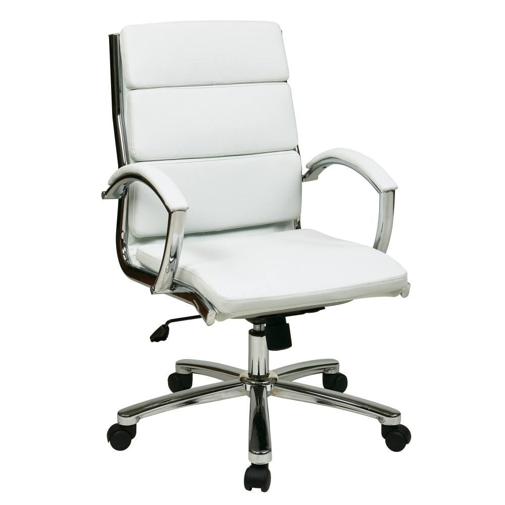 Office Star Work Smart Executive Mid-Back Chair, White/Silver