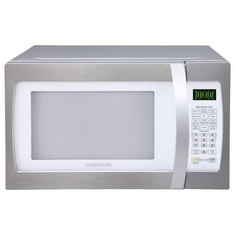 Farberware Professional 1.3 Cu. Ft. 1100-Watt Microwave Oven, White/Platinum