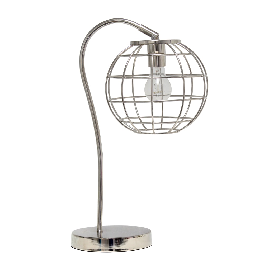 Lalia Home Arched Metal Cage Table Lamp, 20inH, Chrome