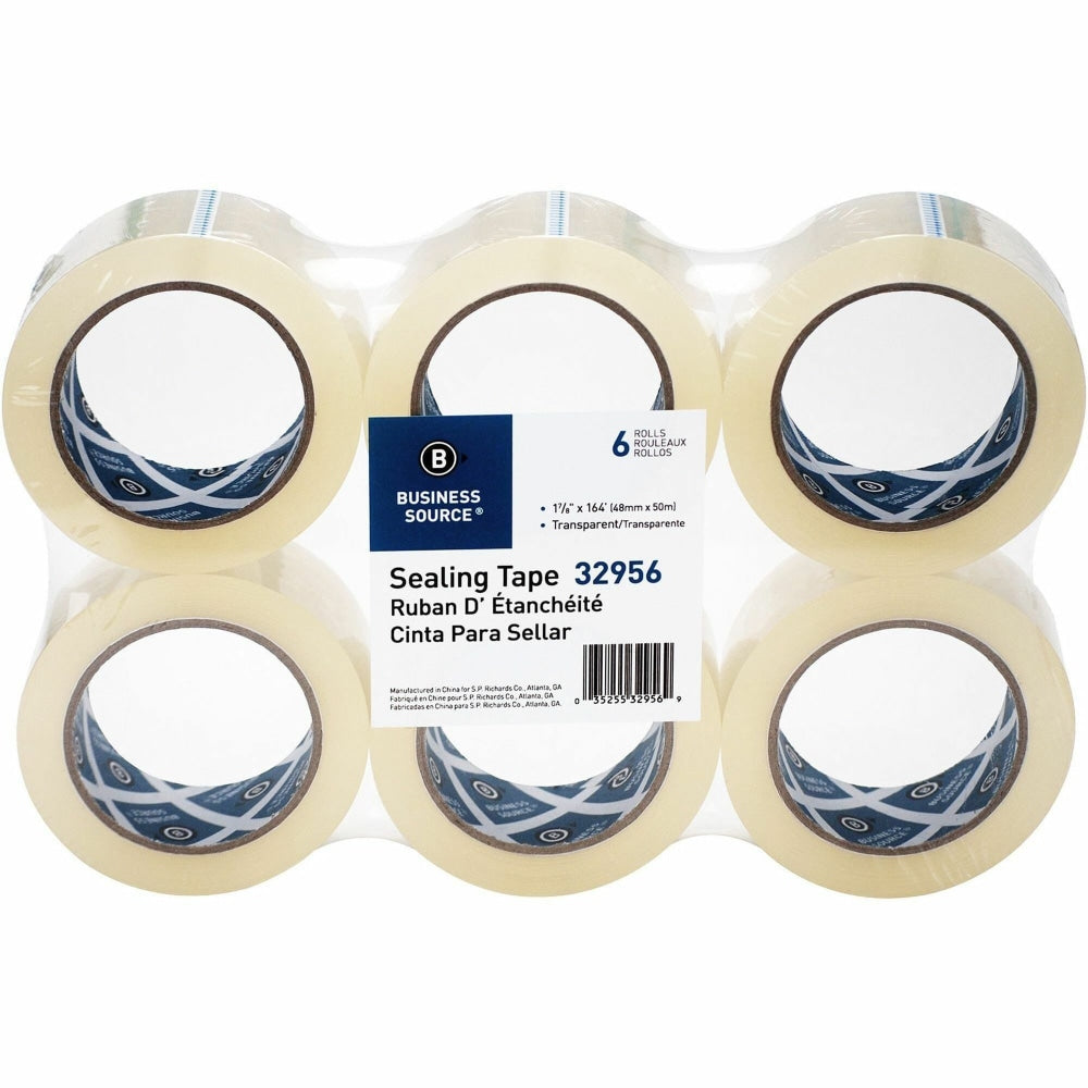 Business Source Heavy-duty Packaging Tape - 54.67 yd Length x 1.88in Width - 3in Core - Pressure-sensitive Poly - 3.54 mil - Rubber Backing - Tear Resistant, Split Resistant, Breakage Resistance - For Packing, Sealing - 6 / Pack - Clear