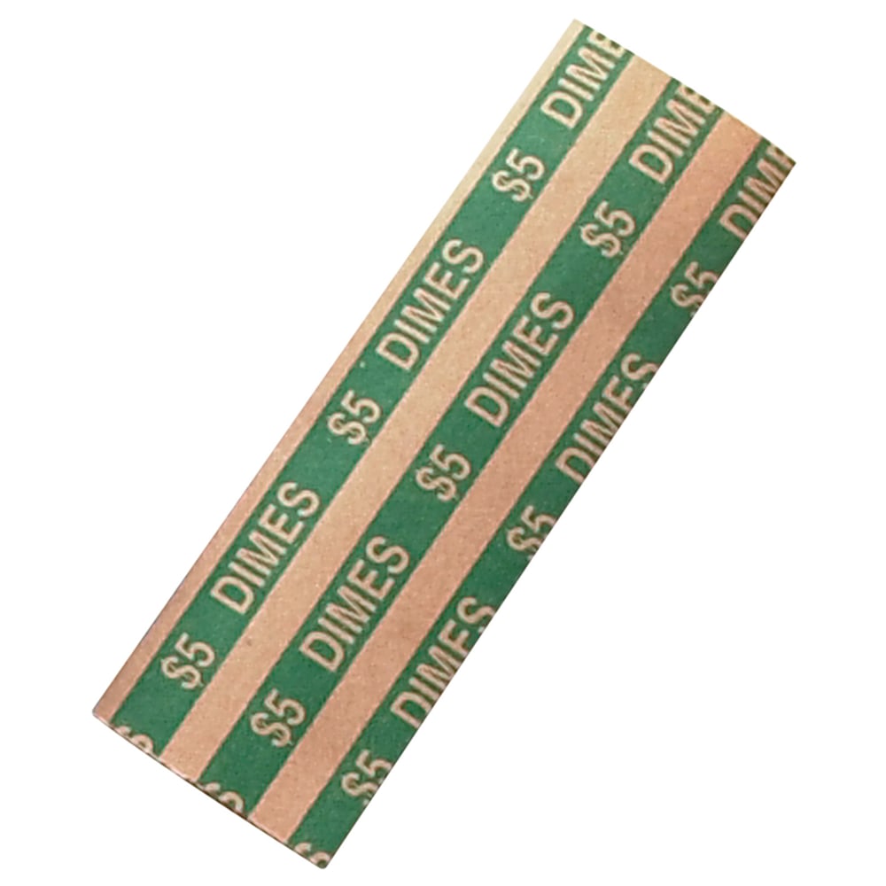 PAP-R Flat Coin Wrappers - Total $5.0 in 50 Coins of 10cents Denomination - Heavy Duty - Paper - Green