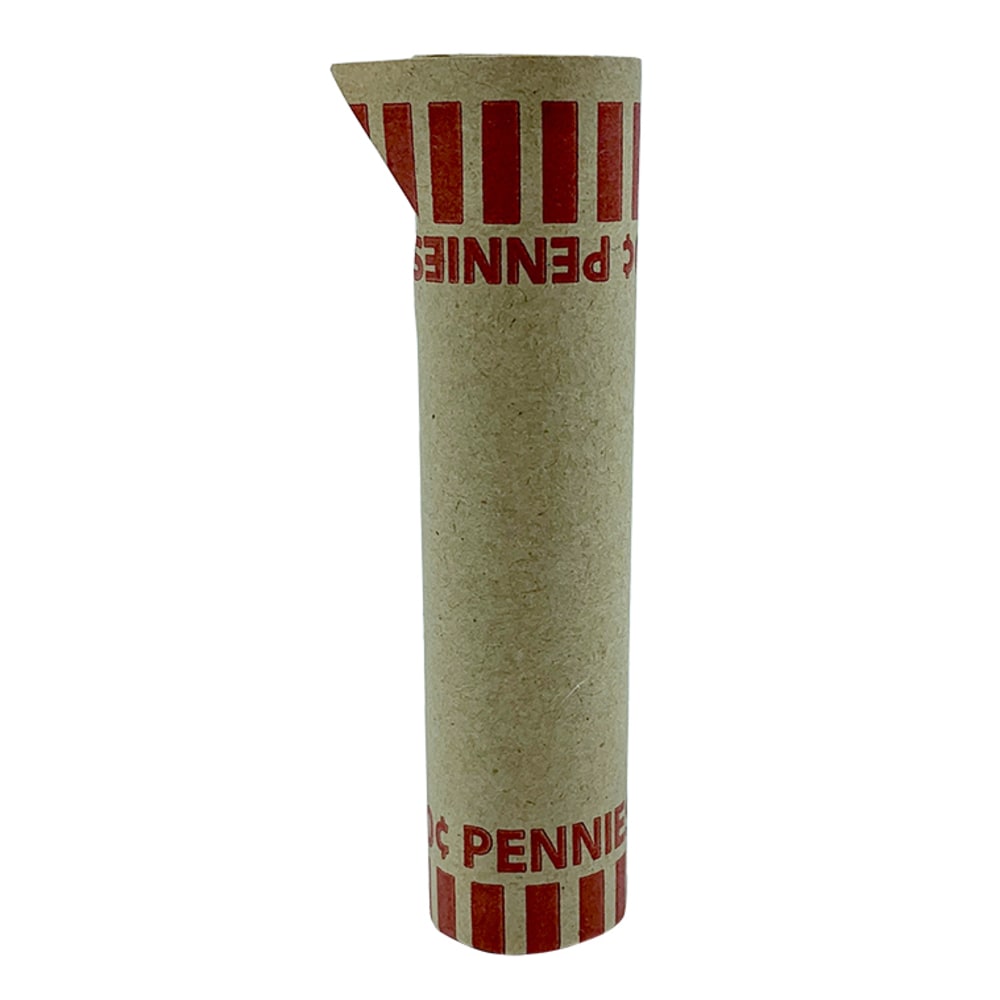 PAP-R Tubular Coin Wrappers - Total $0.50 in 50 Coins of 1cents Denomination - Heavy Duty, Burst Resistant - Kraft - Red