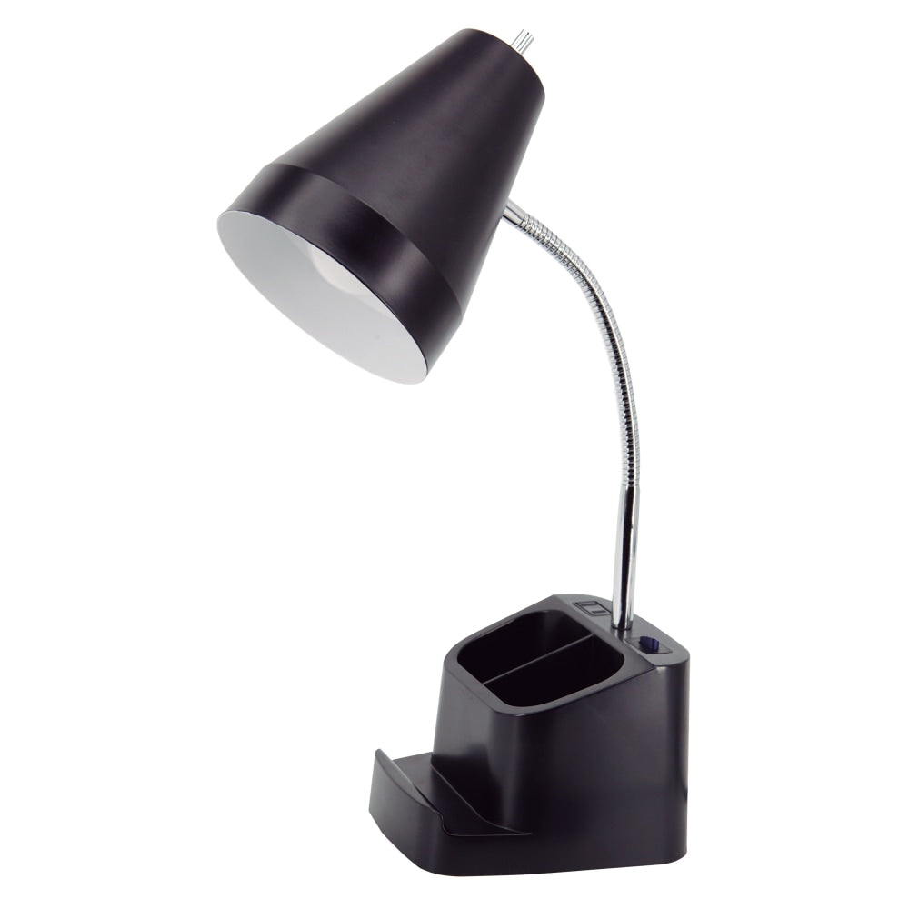Realspace Lusina LED Organizer Desk Lamp With USB, 18inH, Black