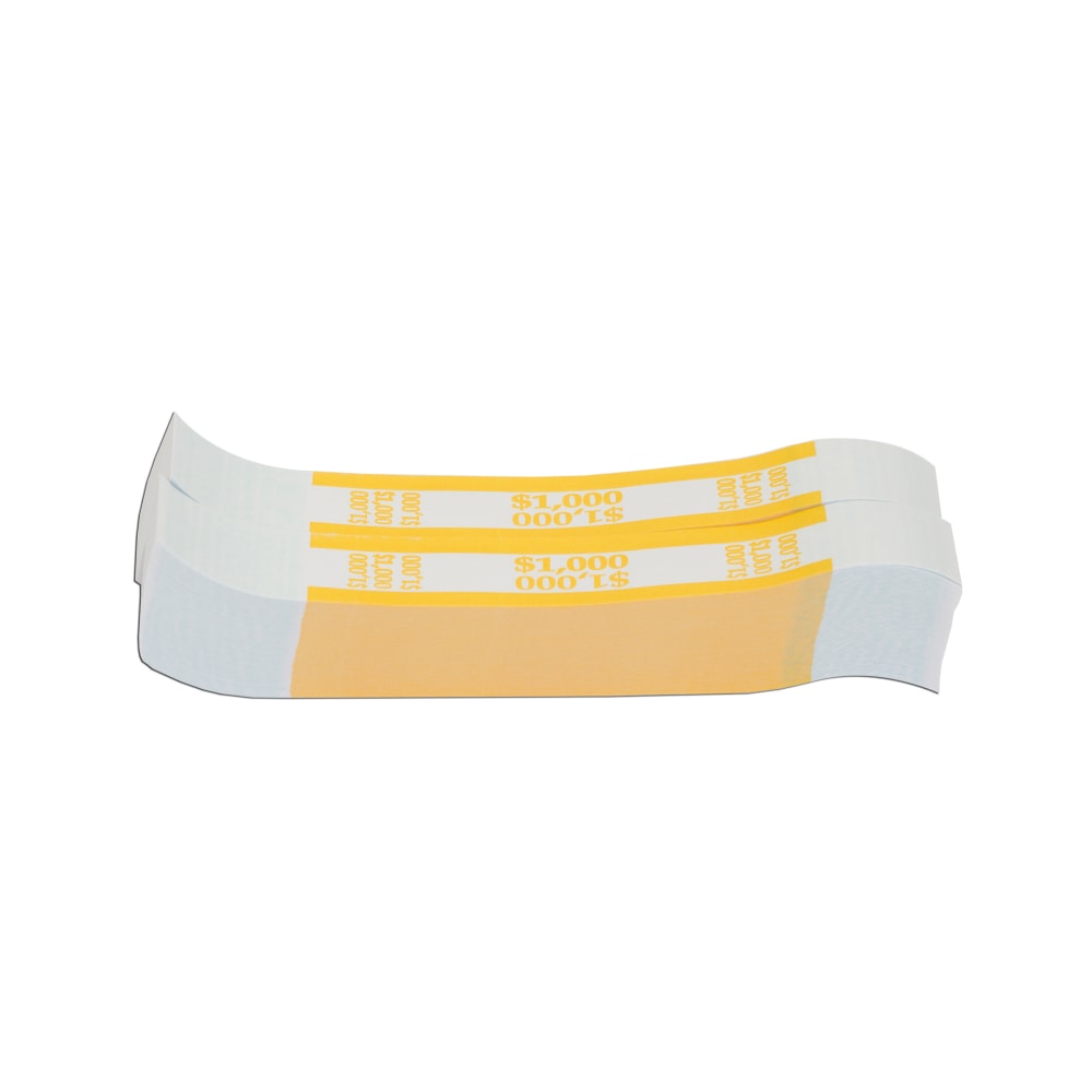 Currency Straps, Yellow, $1,000, Pack Of 1,000