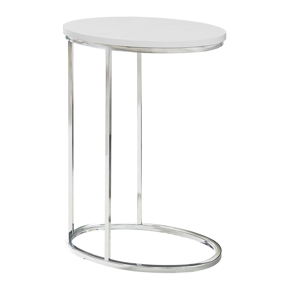 Monarch Specialties Xavier Accent Table, 25inH x 12inW x 18-1/2inD, White/Chrome