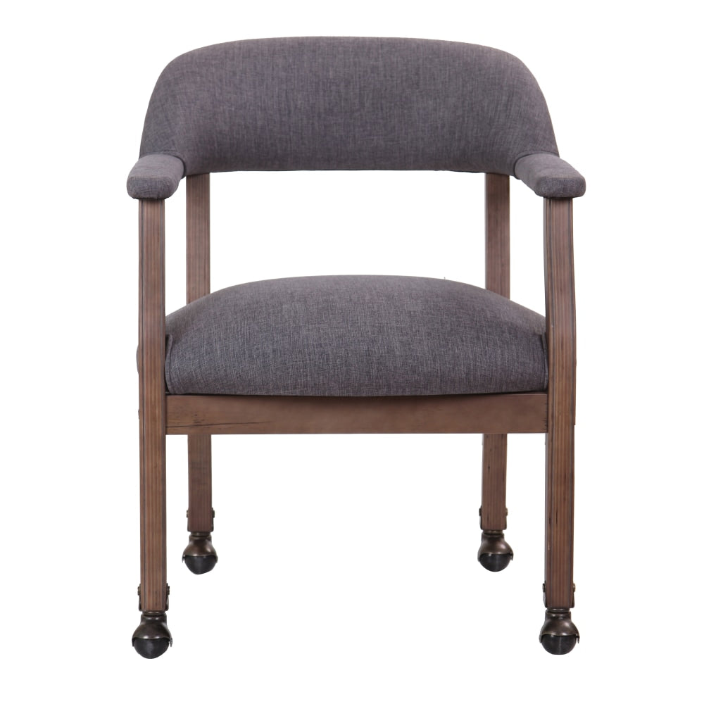 Boss Office Products Traditional Guest Chair, With Casters, Slate Gray/Brown