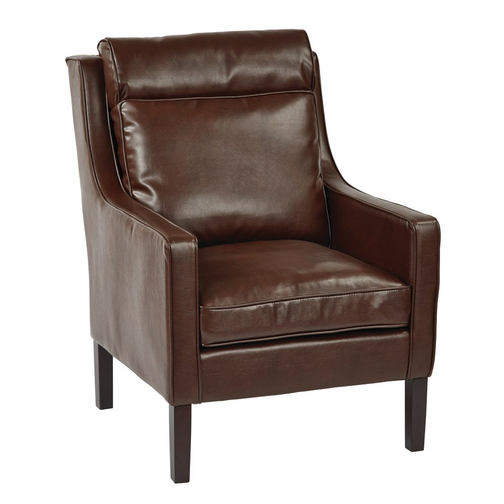 Ave Six Colson Bonded Leather Accent Chair, Cocoa