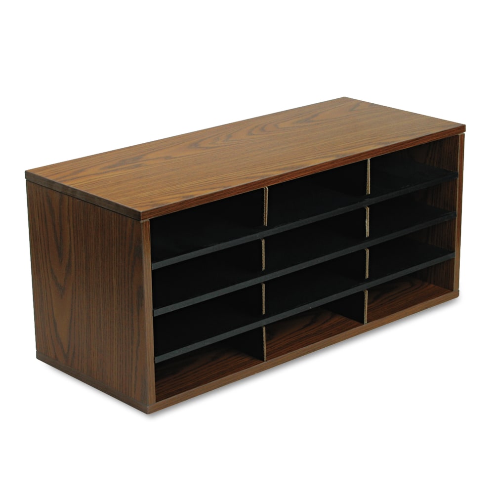 Fellowes 12-Compartment Desktop Organizer, 12 15/16in x 11 7/8in, Medium Oak