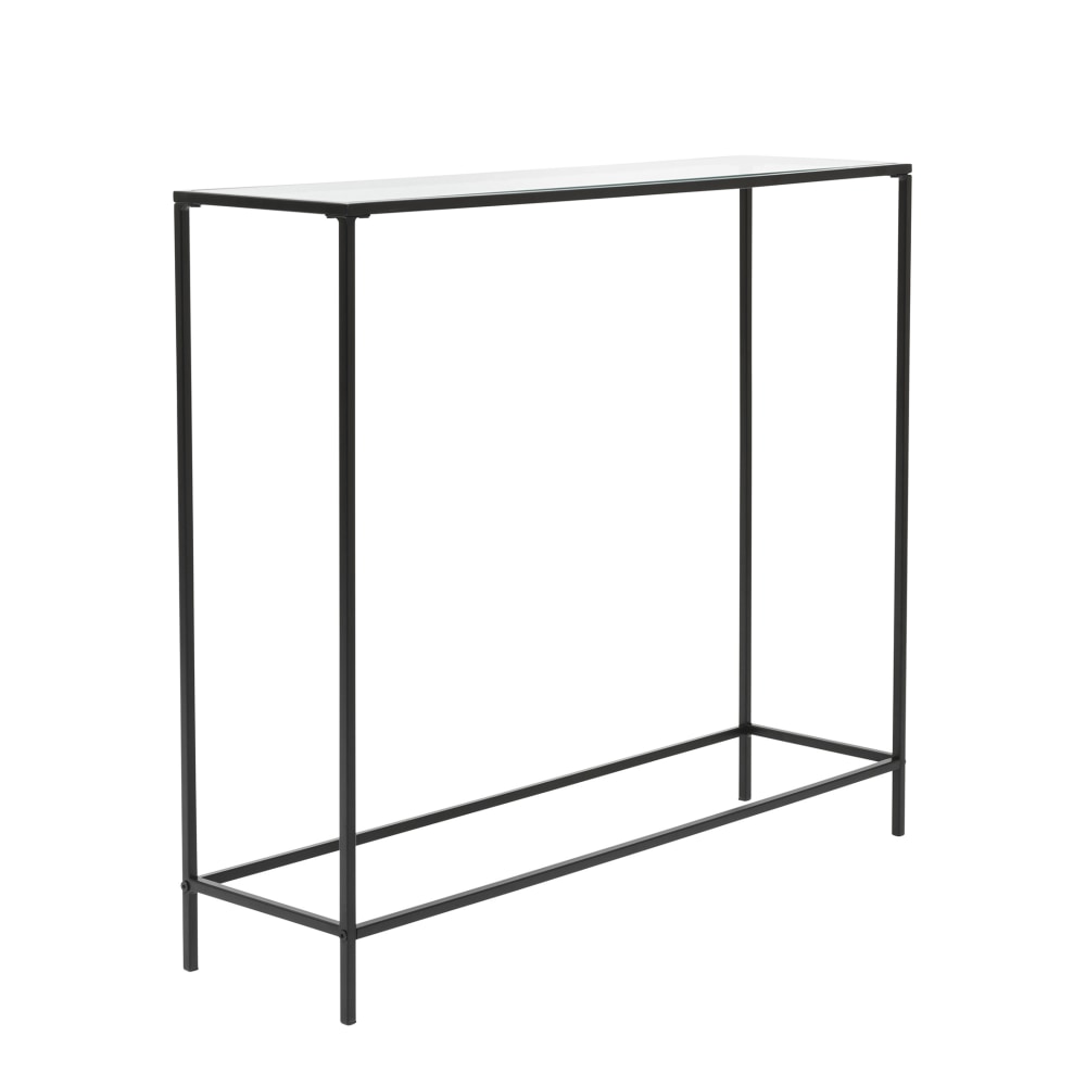 Eurostyle Arvi Console Table, 32inH x 36inW x 10inD, Black/Clear