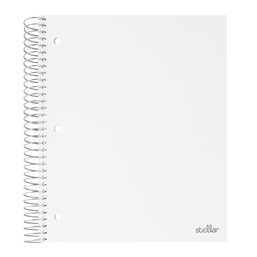 Office Depot Brand Stellar Poly Notebook, 8-1/2in x 11in, 3 Subject, College Ruled, 150 Sheets, White