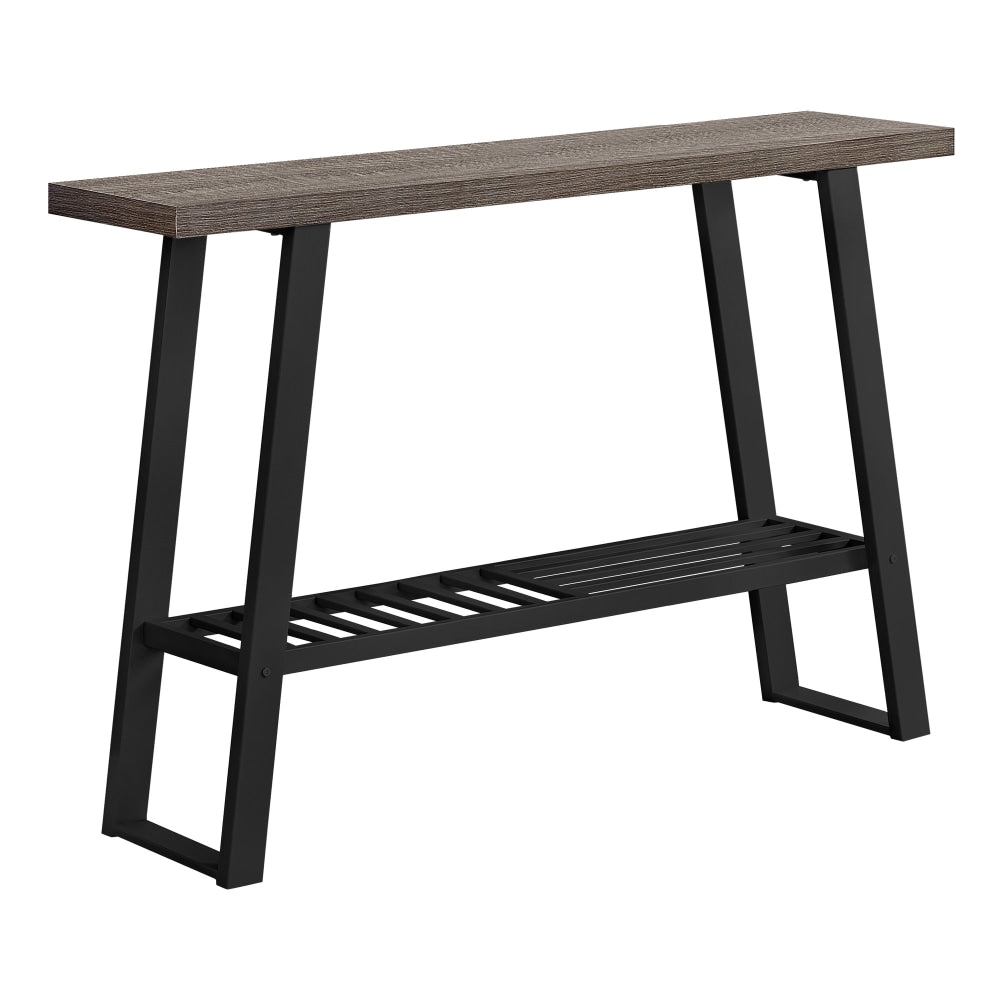 Monarch Specialties Brittany Accent Table, 32inH x 47-1/4inW x 12inD, Dark Taupe/Black