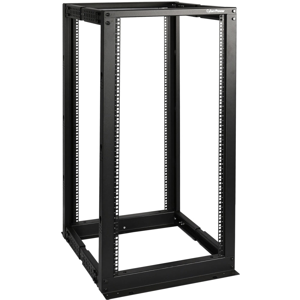 CyberPower CR25U40001 Knock down open frame rack (for assembly) - 25U 19in 4-post Open Frame Rack, 600mm wide, 22in-40in depth adjustable, black, 1323lbs (600kg) loading capacity, ships knock-down, 5 year warranty